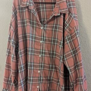 3XL Shein Pink Plaid Button-Up Shirt